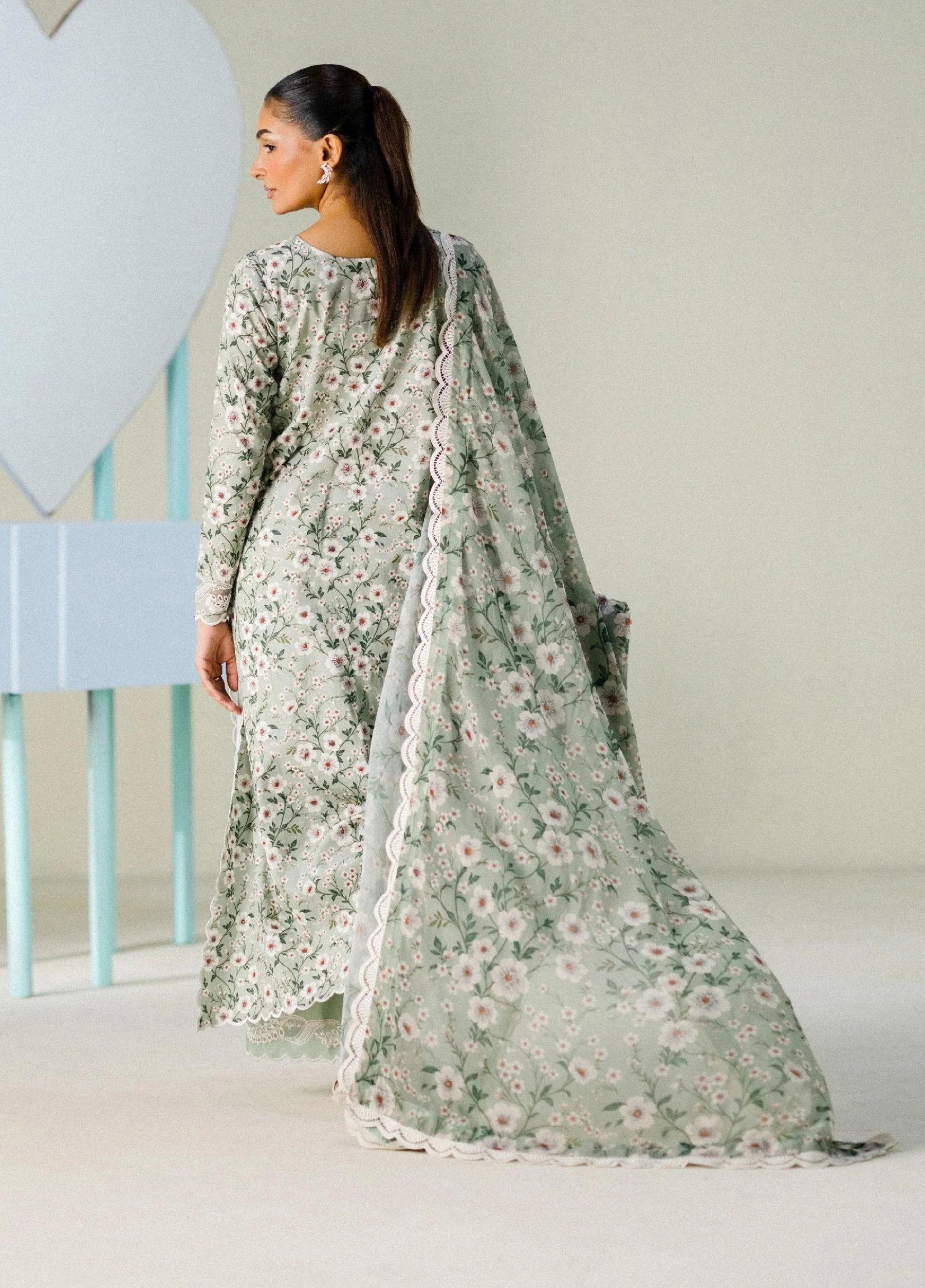 FNF Printed Lawn 2026 by Faiza Faisal || D-6 Mint Muse - Image 4