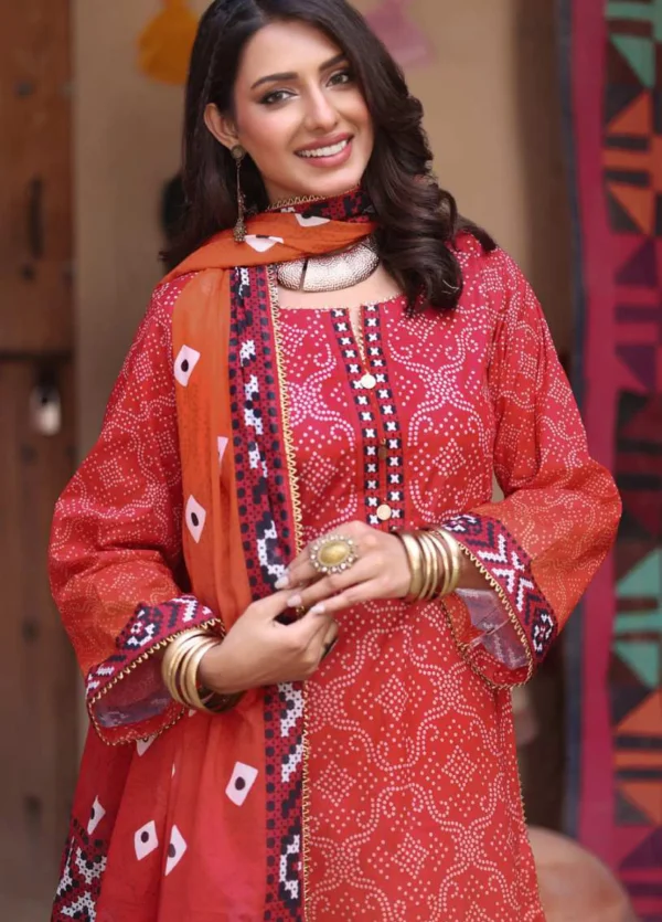 Alternative view of Heritage Series by AL Zohaib Printed Chunri Lawn || AZ26UCH D-9
