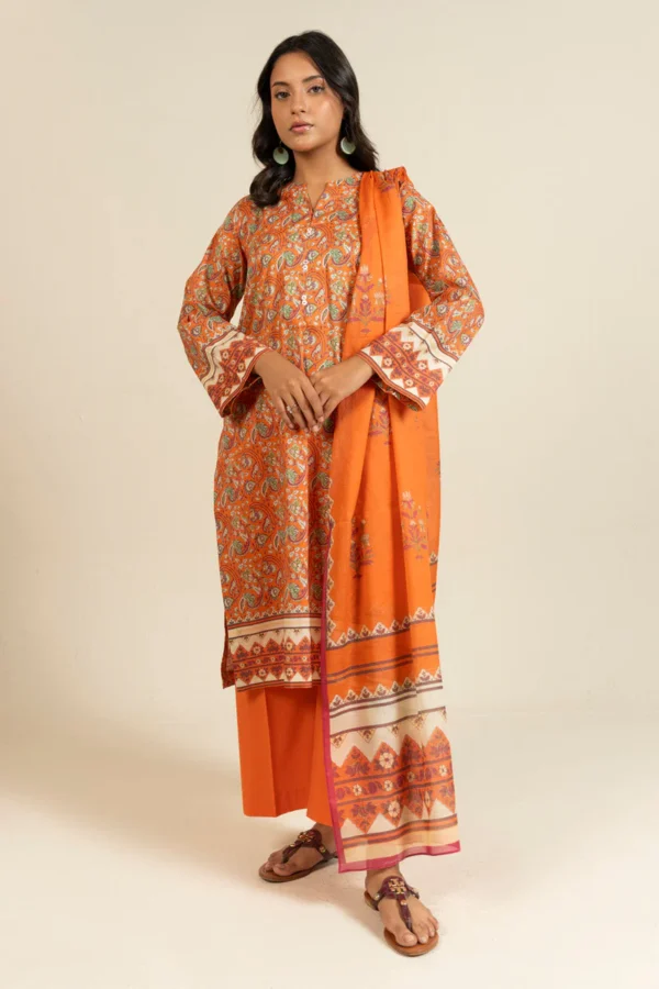 AlKaram Spring Summer 2026 Lawn ||  EFL-33-3P25-Orange