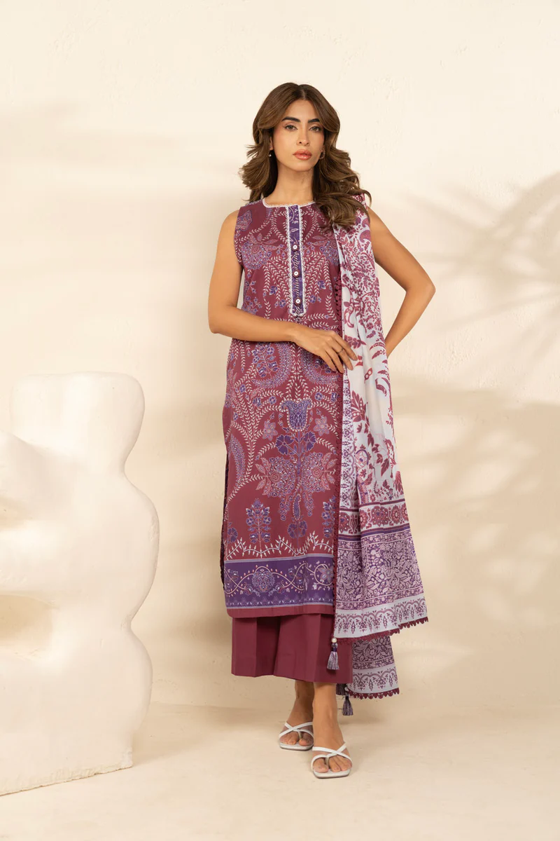 AlKaram Spring Summer 2026 Lawn || MS-185-26-Maroon