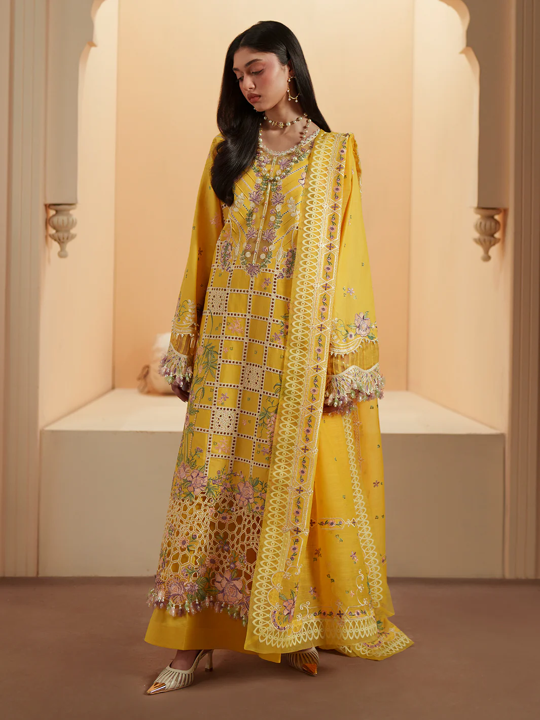 Mashriq Luxury Lawn 2026 by Bin Ilyas || D-111-A