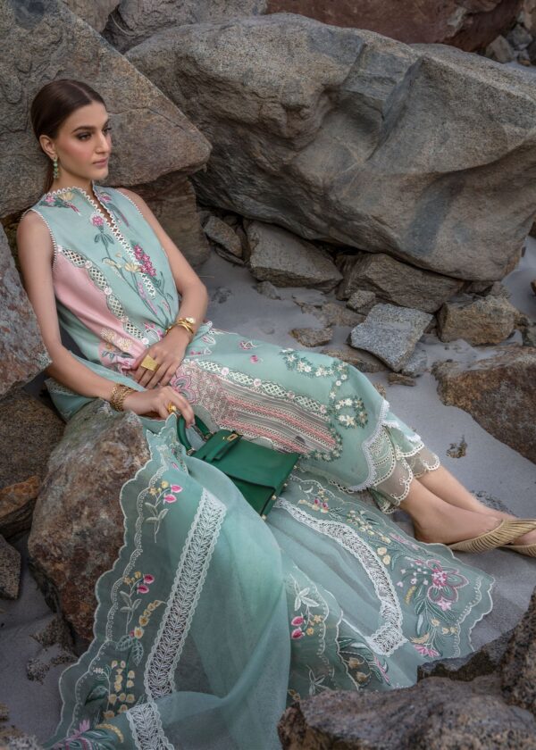 Alternative view of Crimson Luxury Lawn 2024 | Sarfaraz | Sun Kissed - Sea Foam