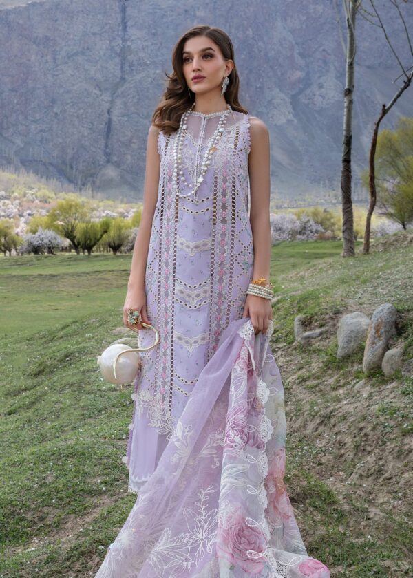 Crimson Luxury Lawn 2024 | Sarfaraz | A Floral Mesh - Lavender
