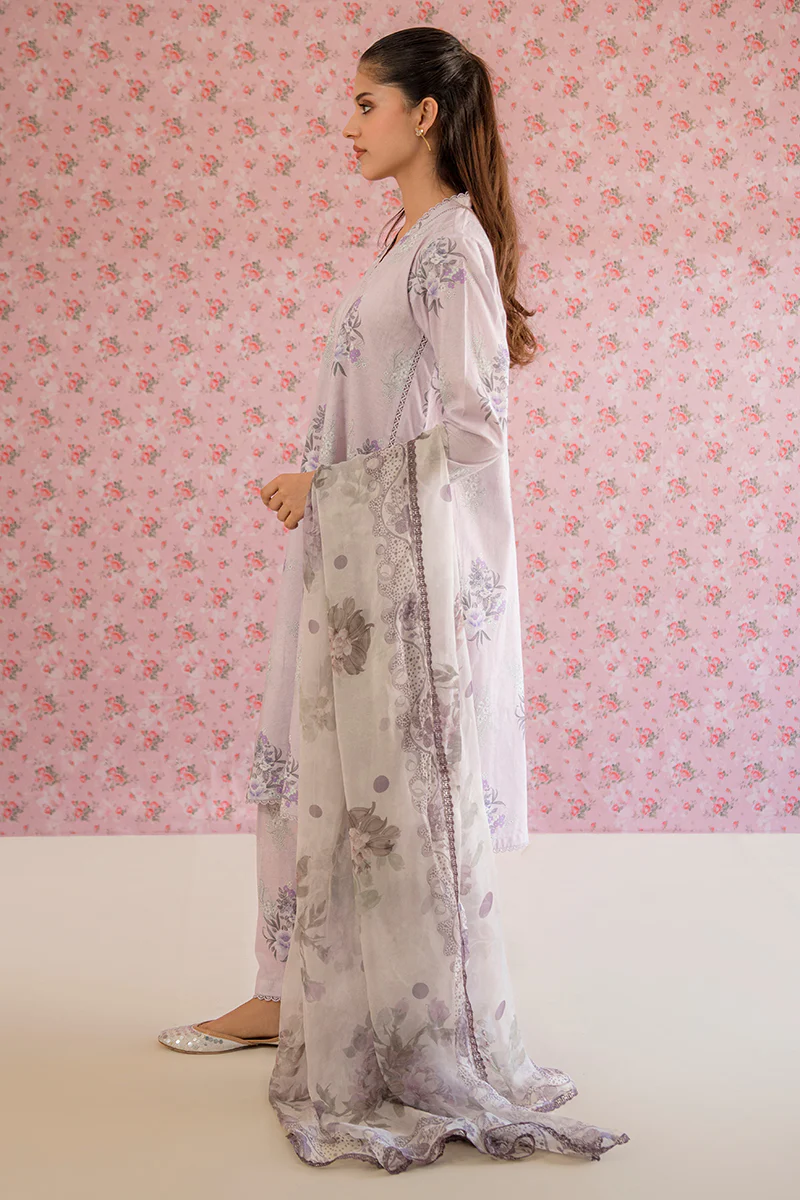 Petals & Prints by Cross Stitch | WINSOME ORCHID-3PC PRINTED LAWN SUIT (GZ-115) - Image 4
