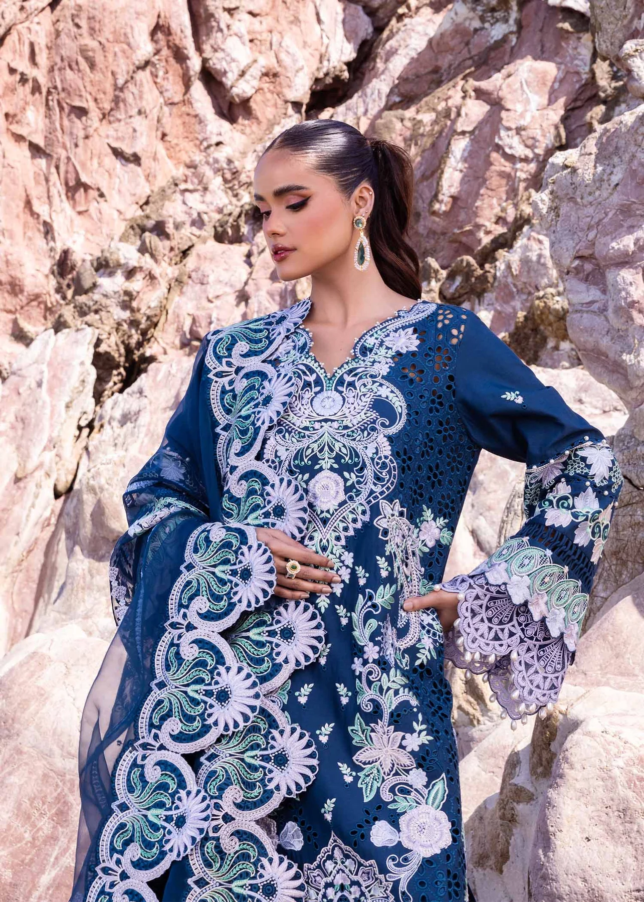 Akbar Aslam Luxury Lawn 2024 | Oasis | U-102 - Image 2