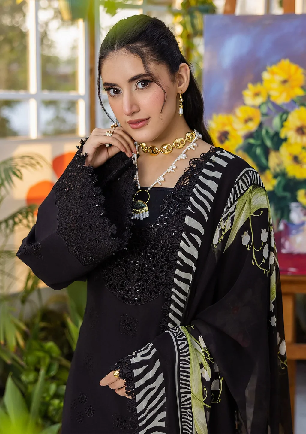 Elaf Chikankari With Chiffon EEC-2A Queen Of Dusk - Image 5