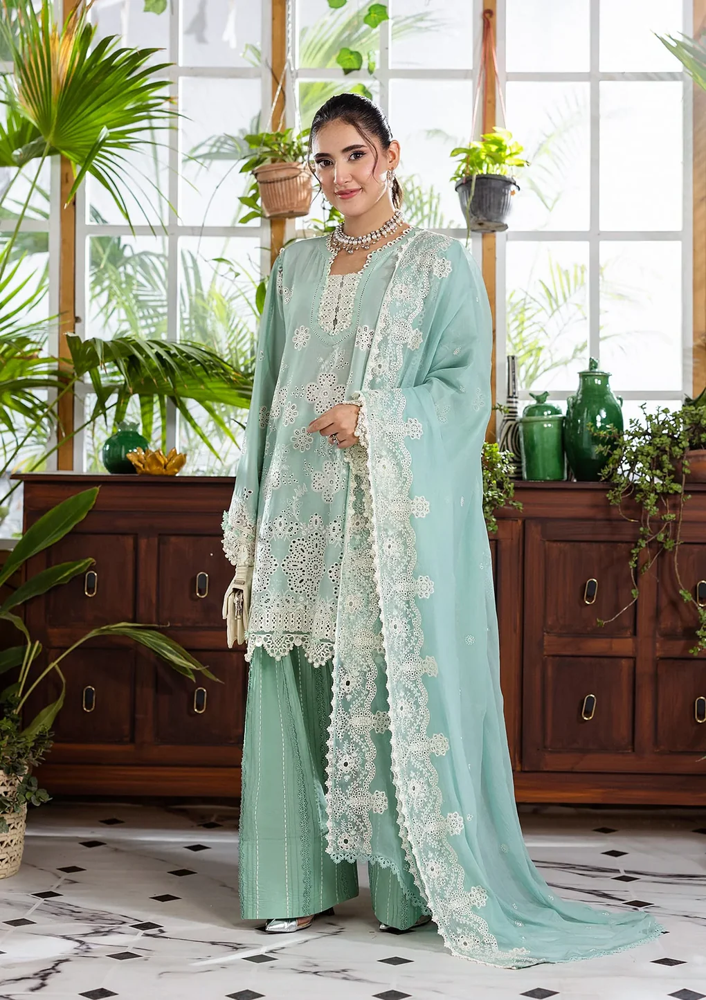 Elaf Chikankari With Chiffon EEC-3A Parisian
