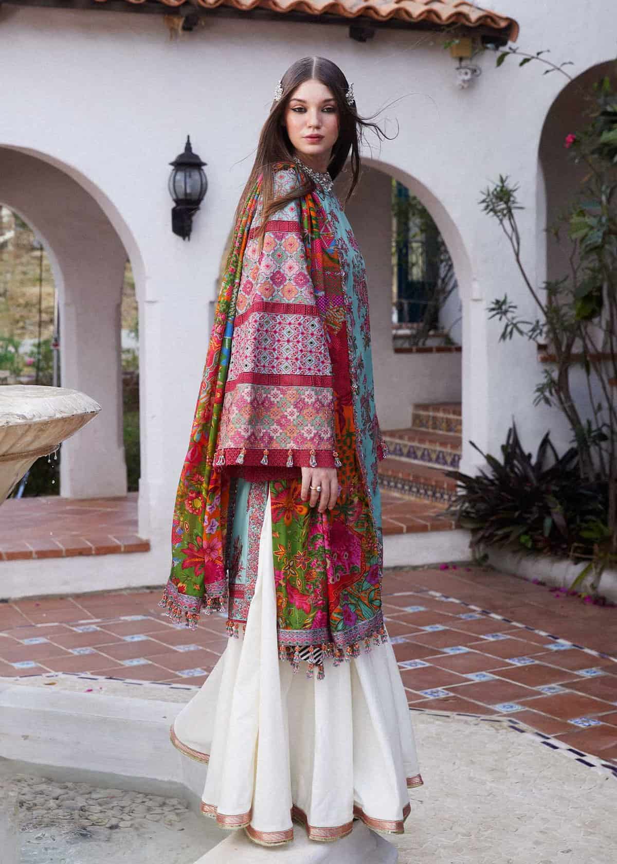 Hussain Rehar Luxury Lawn 2024 | FLORET (SS-5417) - Image 4