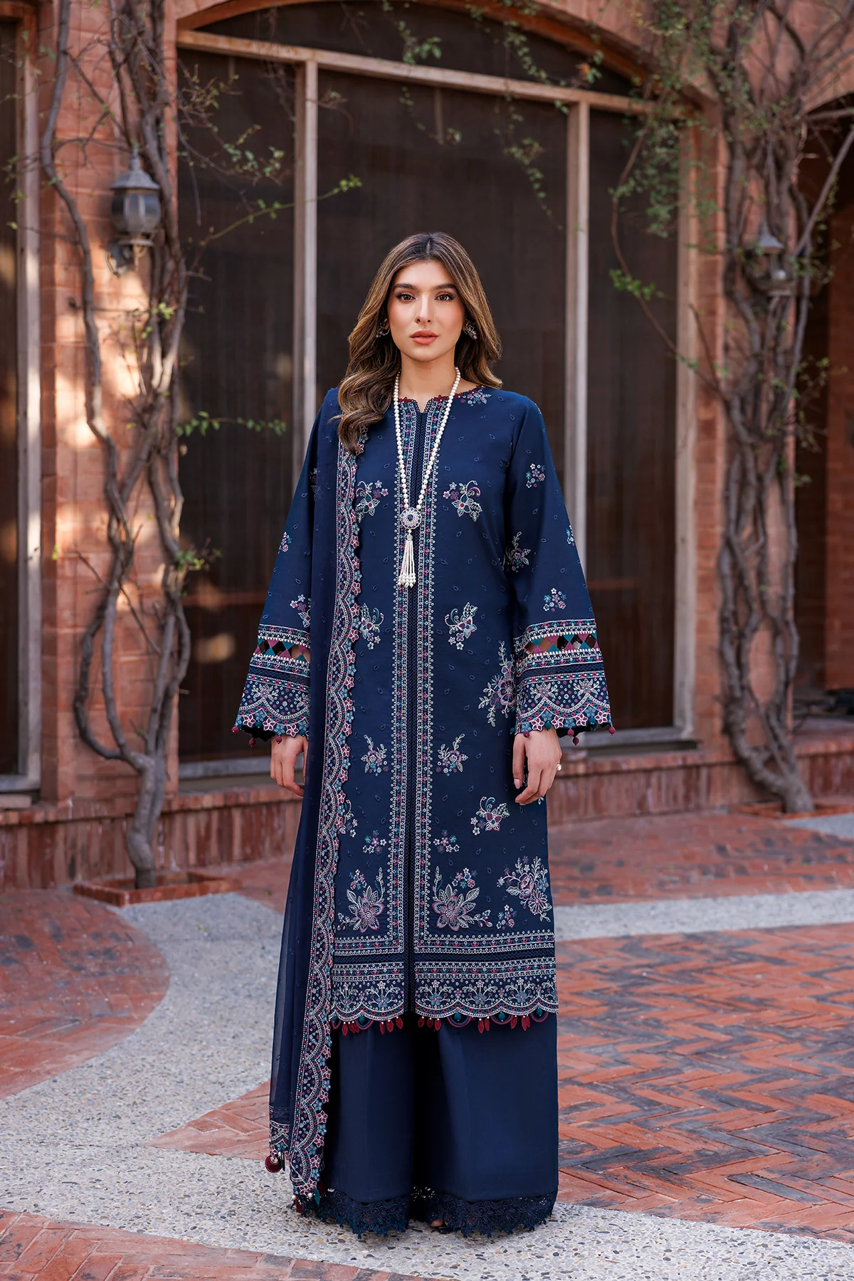 Kaavish Festive Lawn by Farasha | DEEP SAPPHIRE