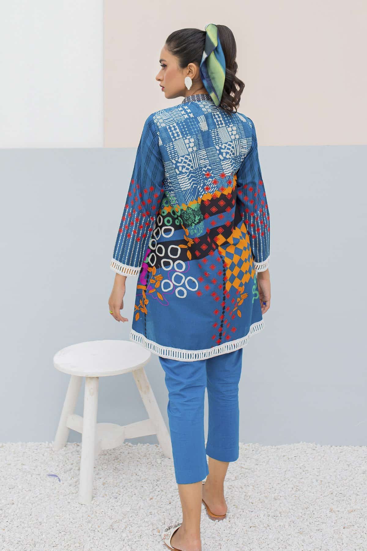 BTW Unstitched Designer Lawn Kurti - Moonit Ocean (GZ-372) - Image 2