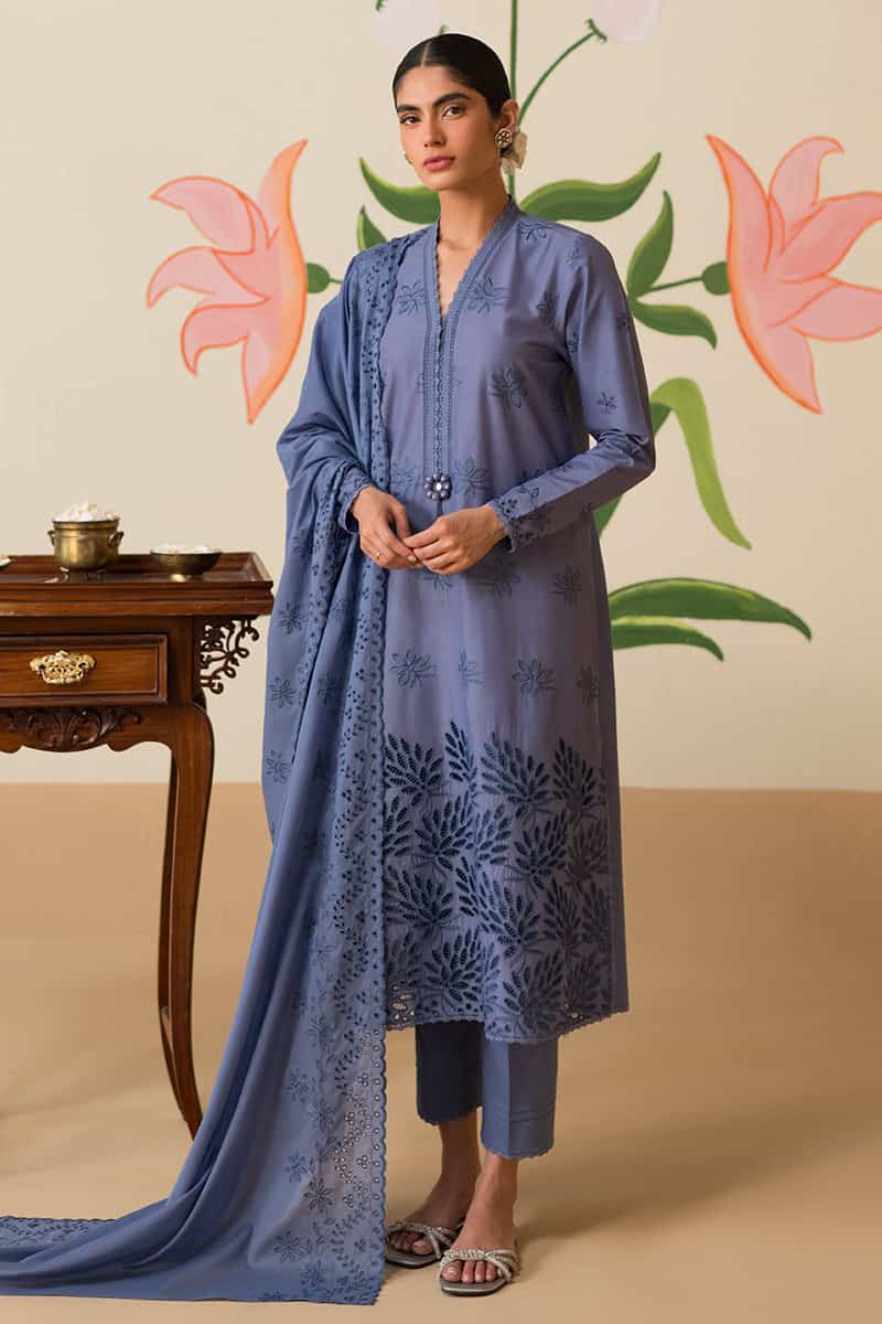 Chikankari Lawn by Cross Stitch 2024 | Vol 2 | BLUE FERN