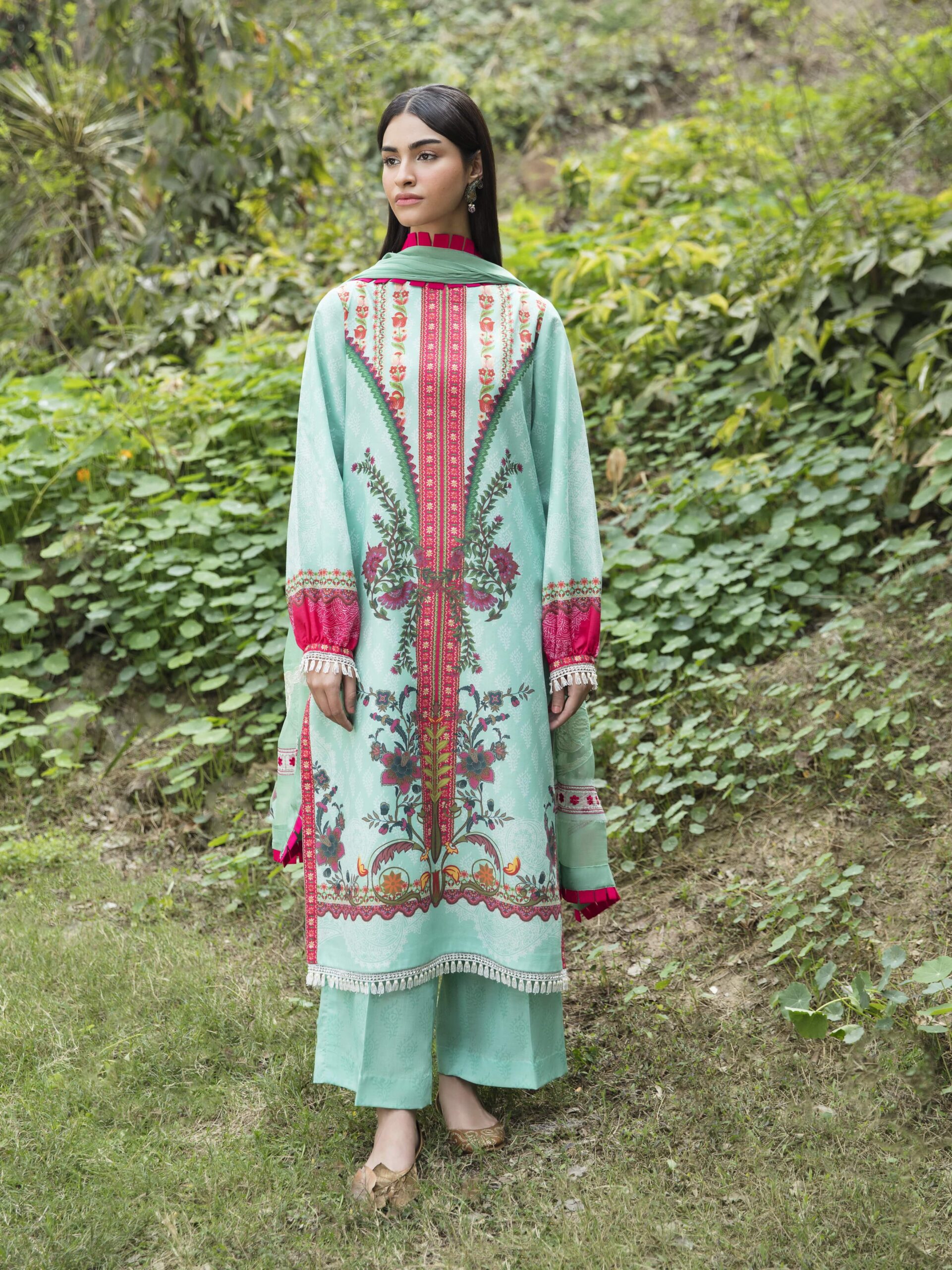 Ayzel By Afrozeh Bahaar Luxury Lawn | Eid Collection | AZL-23-V1-02 (GZ-281) - - Image 3