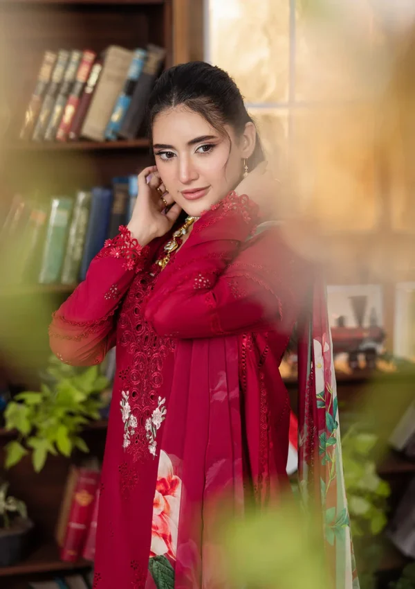 Alternative view of Elaf Chikankari  With Chiffon EEC-4A Rubelet
