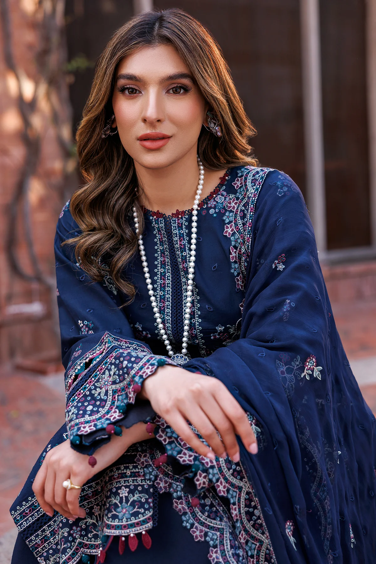 Kaavish Festive Lawn by Farasha | DEEP SAPPHIRE - Image 4