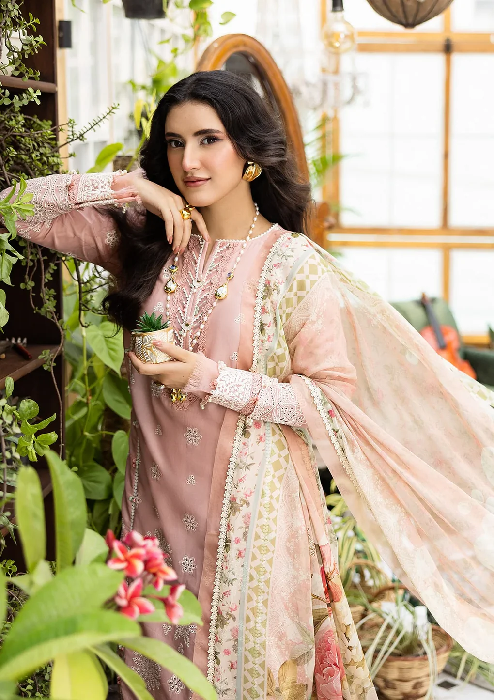 Elaf Chikankari With Chiffon EEC-1A Forever Blush - Image 4