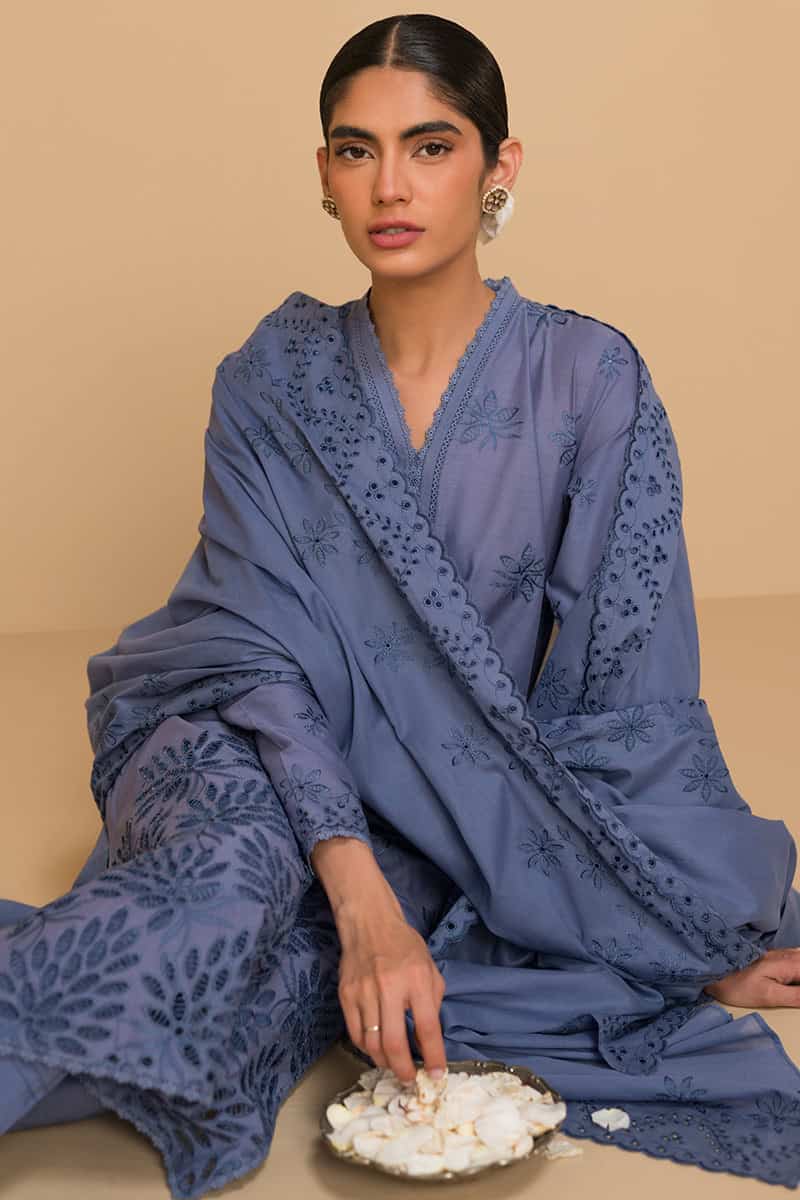 Chikankari Lawn by Cross Stitch 2024 | Vol 2 | BLUE FERN - Image 3