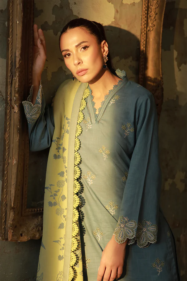 Sahar Embroidered Fall'25 || Aqua Meadow - Image 4