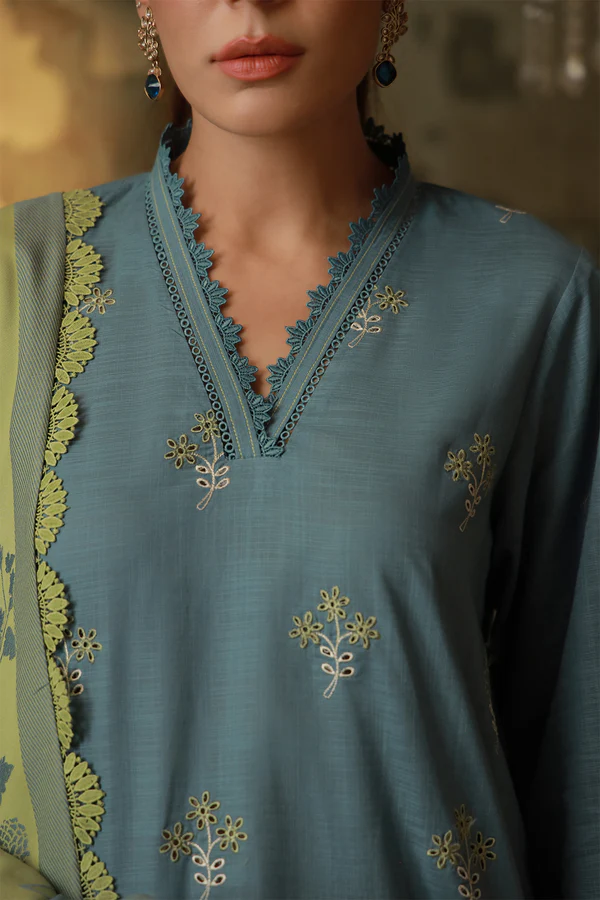 Sahar Embroidered Fall'25 || Aqua Meadow - Image 2