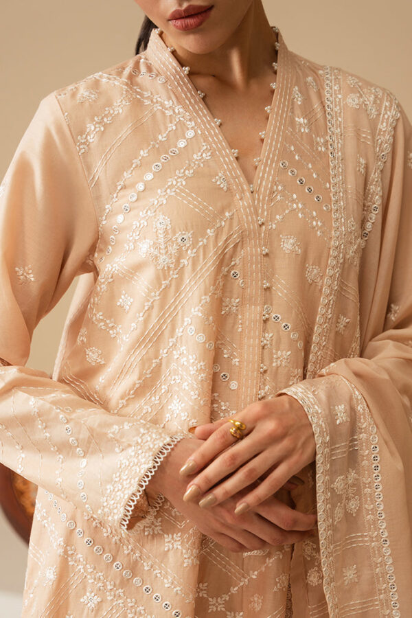 Alternative view of Cross Stitch 3 Piece Embroidered Lawn Suit | SILVER DUST