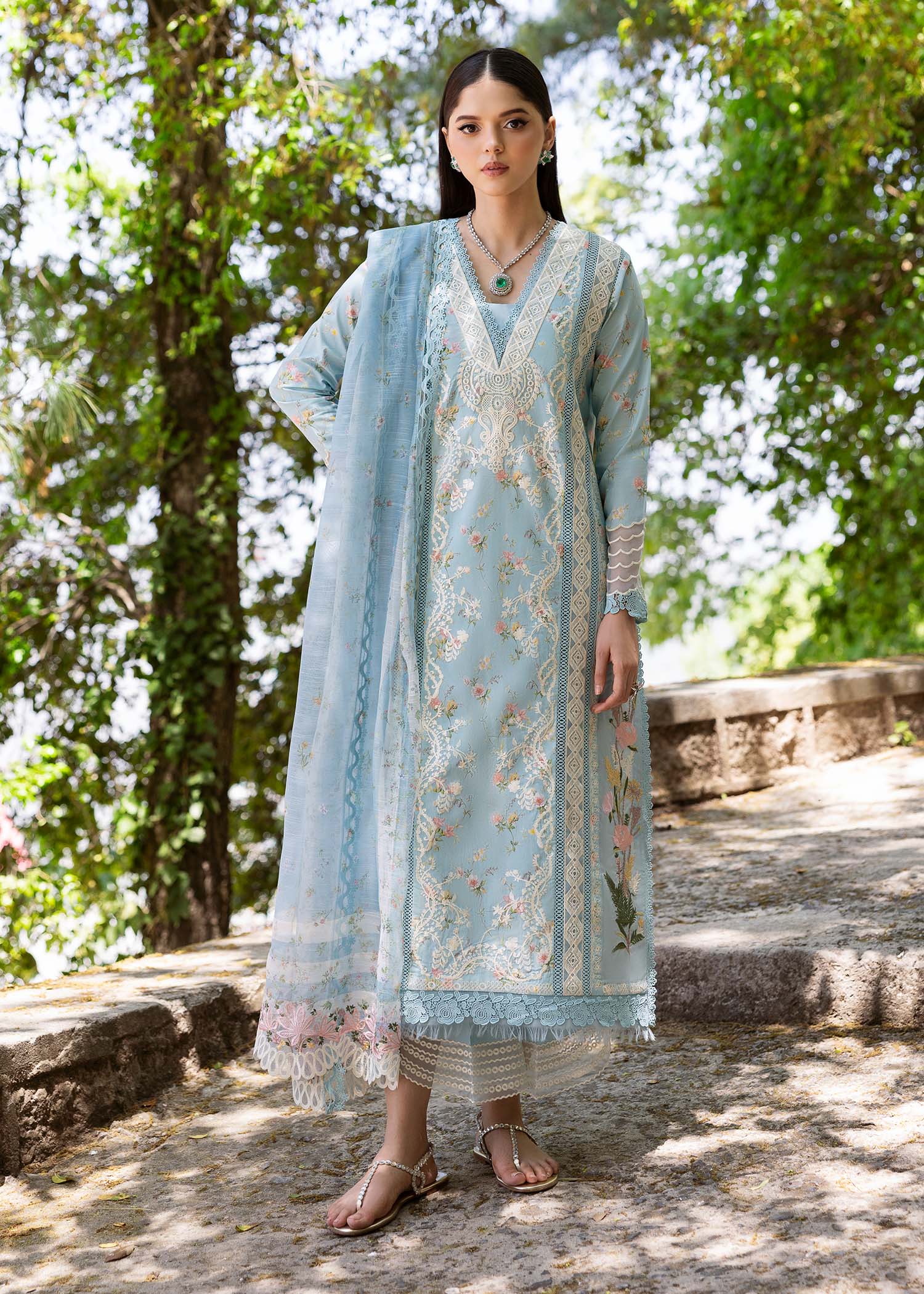 Saira Shakira Bloom Unstitched Lawn'25 || Sweet Opel 8-B