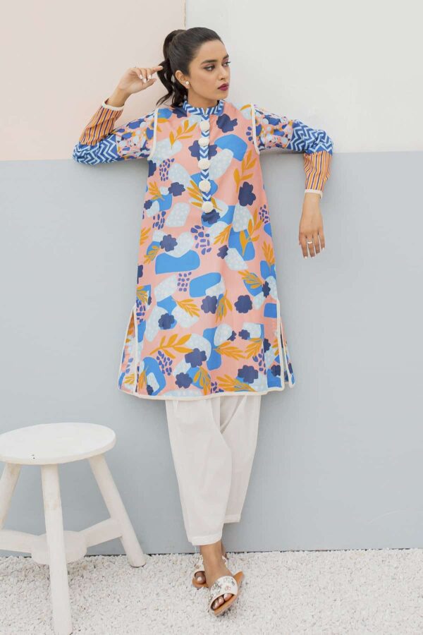 Alternative view of BTW Unstitched Designer Lawn Kurti - Novella Peach (SS-5185)