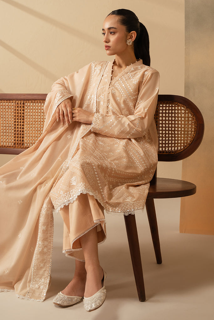 Cross Stitch 3 Piece Embroidered Lawn Suit | SILVER DUST - Image 5