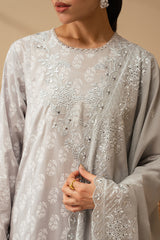 Alternative view of Cross Stitch 3 Piece Embroidered Lawn Suit | PEARL BLUE