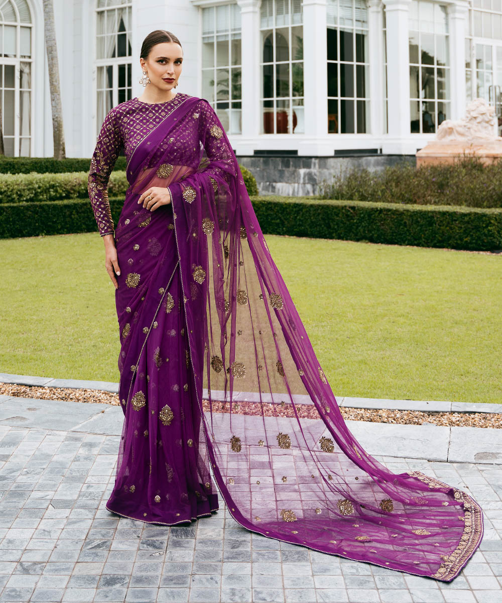Sapphire Festive Unstitched Collection | 3SFELX24V644 Purple Saree