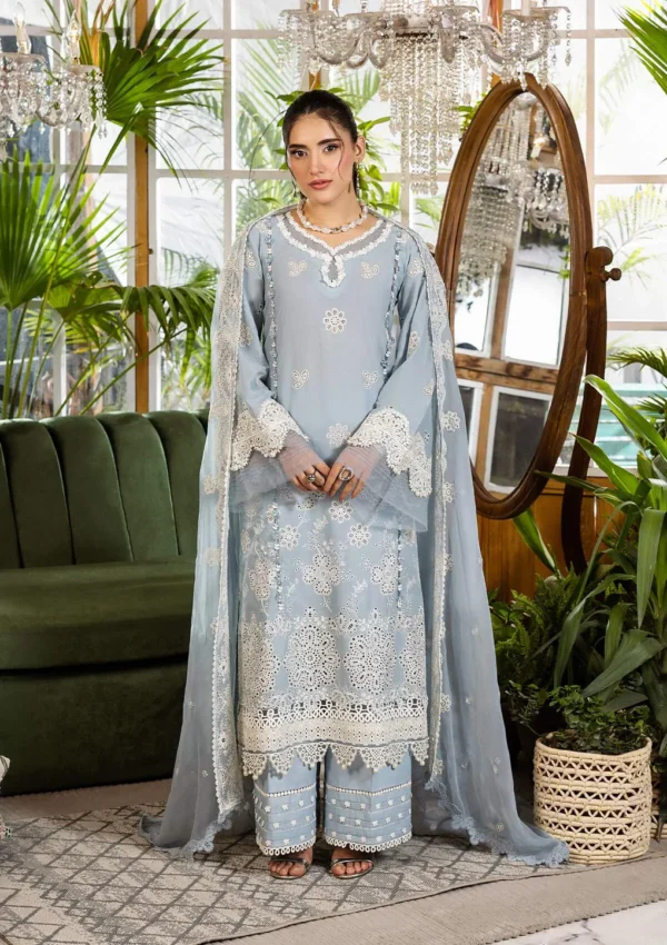 Elaf Chikankari  With Chiffon EEC-3B Sky Dream