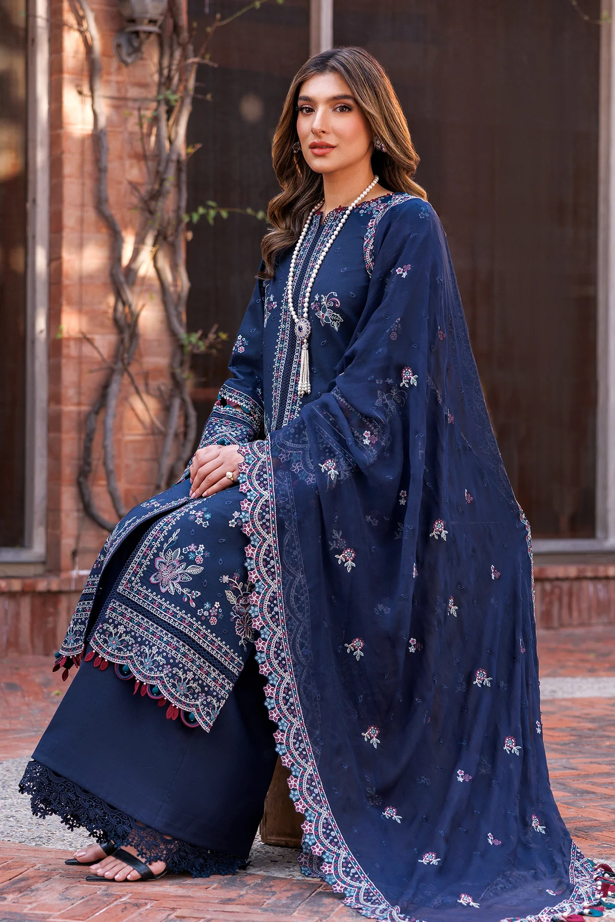 Kaavish Festive Lawn by Farasha | DEEP SAPPHIRE - Image 3