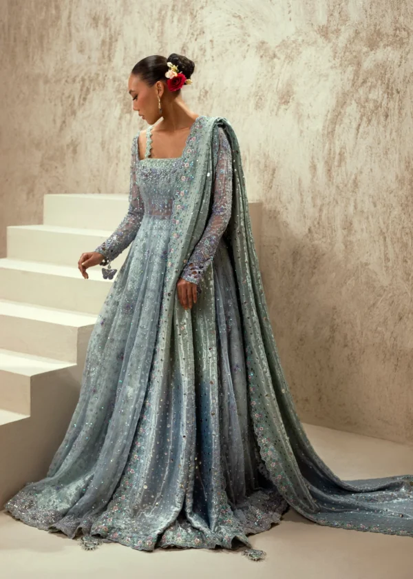 Bridal Lehenga by Tena Durrani | Cornflower Sky