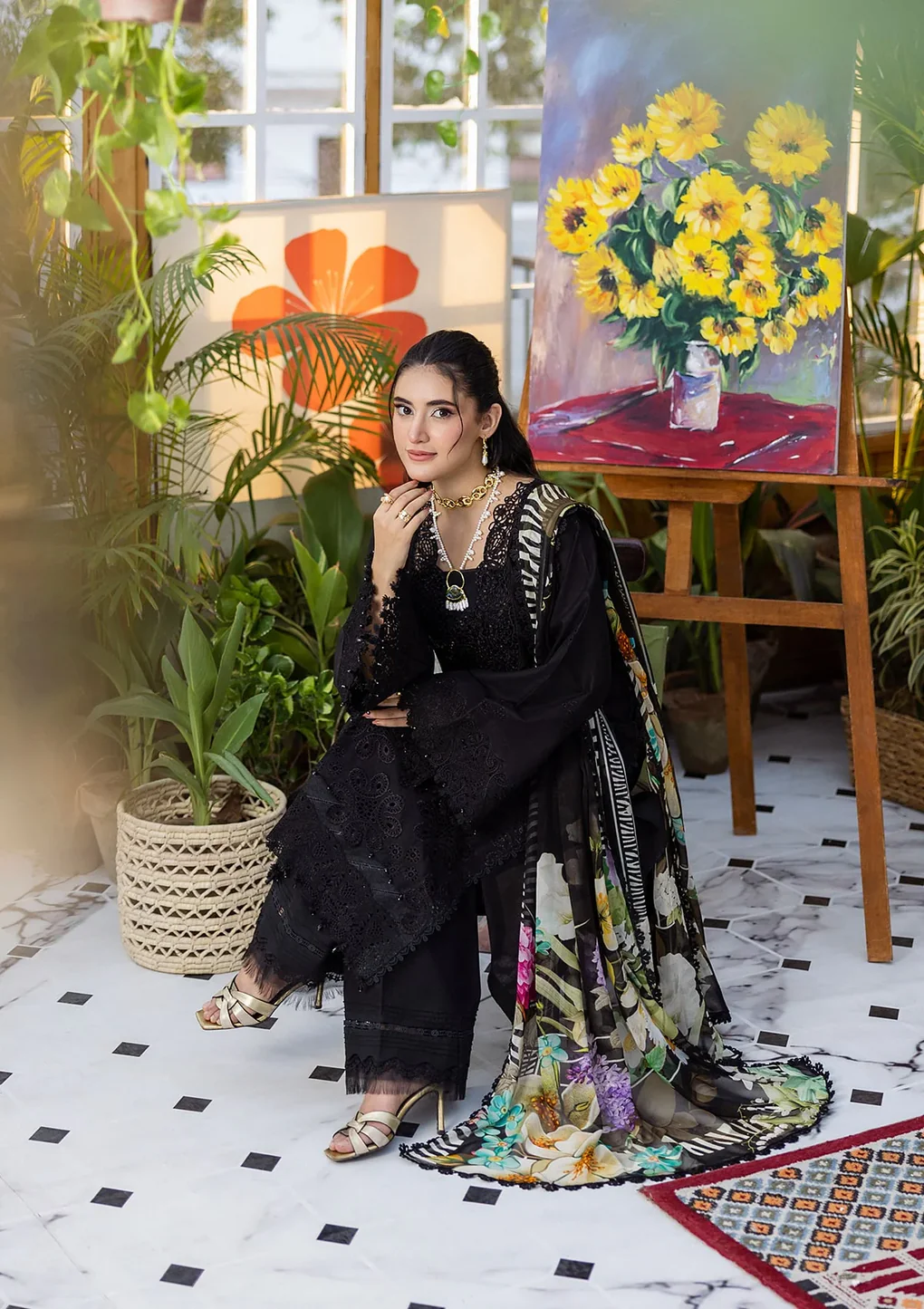 Elaf Chikankari With Chiffon EEC-2A Queen Of Dusk - Image 2