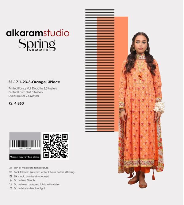 Alkaram Spring Summer 2024 | Lawn | SS-17.1-23-3 Orange (GZ-497)