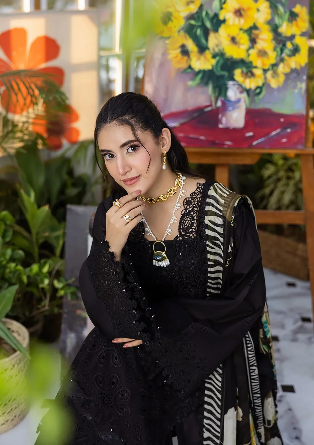Elaf Chikankari With Chiffon EEC-2A Queen Of Dusk - Image 3