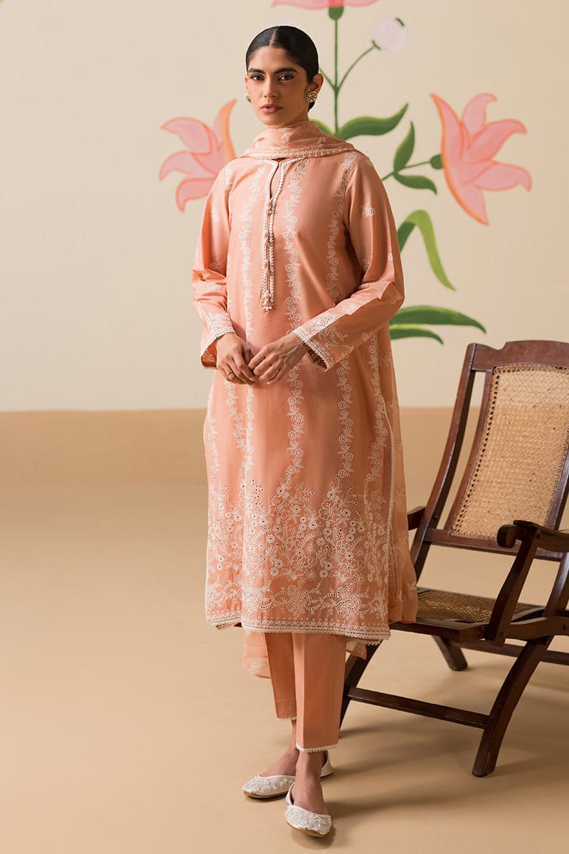 Chikankari Lawn by Cross Stitch 2024 | Vol 2 | SUNSET PINK