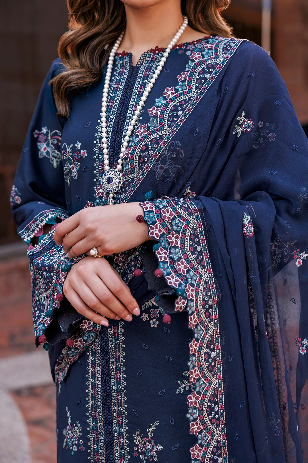 Kaavish Festive Lawn by Farasha | DEEP SAPPHIRE - Image 5