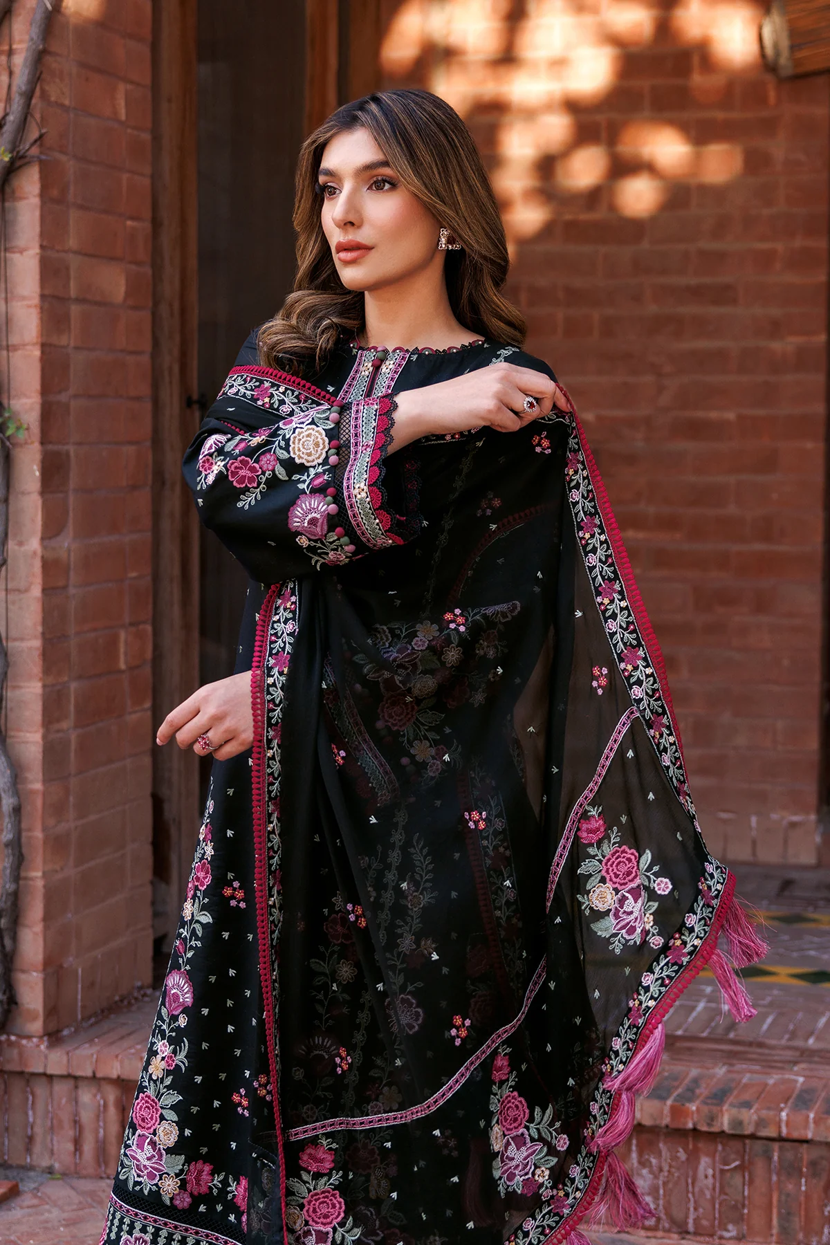 Farasha Dastoor Embroidered Lawn | ORNATE NOIR - Image 3
