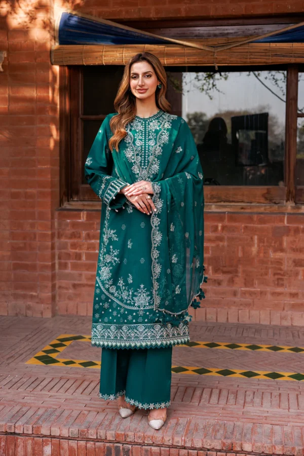 Kaavish Festive Lawn by Farasha | TEAL GARLAND