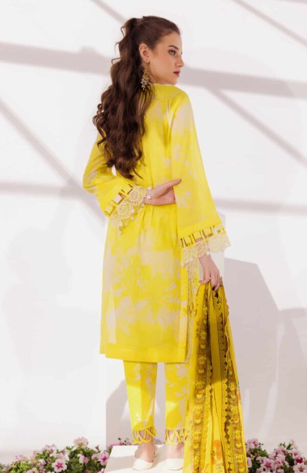 Alternative view of Sunshine Bloom Chikankari Lawn | Printkari Edition 2024 by Alzohaib | SPK-24-06 (GZ-137)