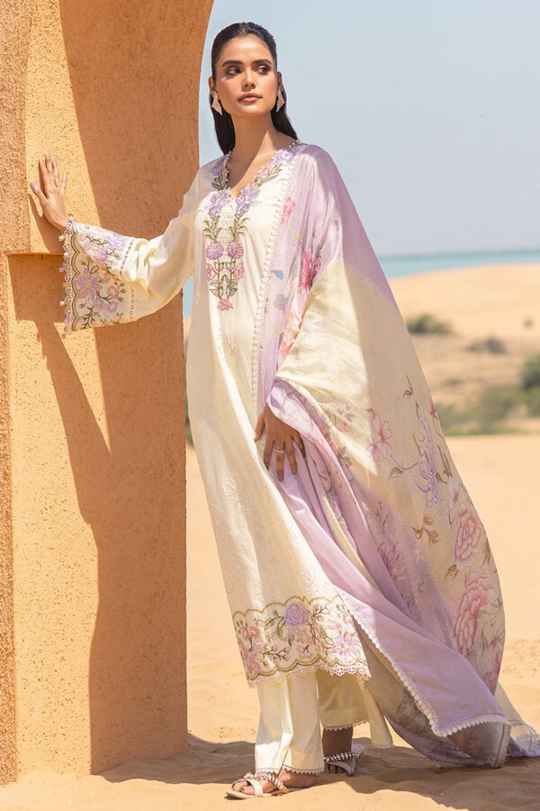 Alternative view of Cross Stitch Eid Lawn 2024 | SUBTLE CANARY (SS-5442)
