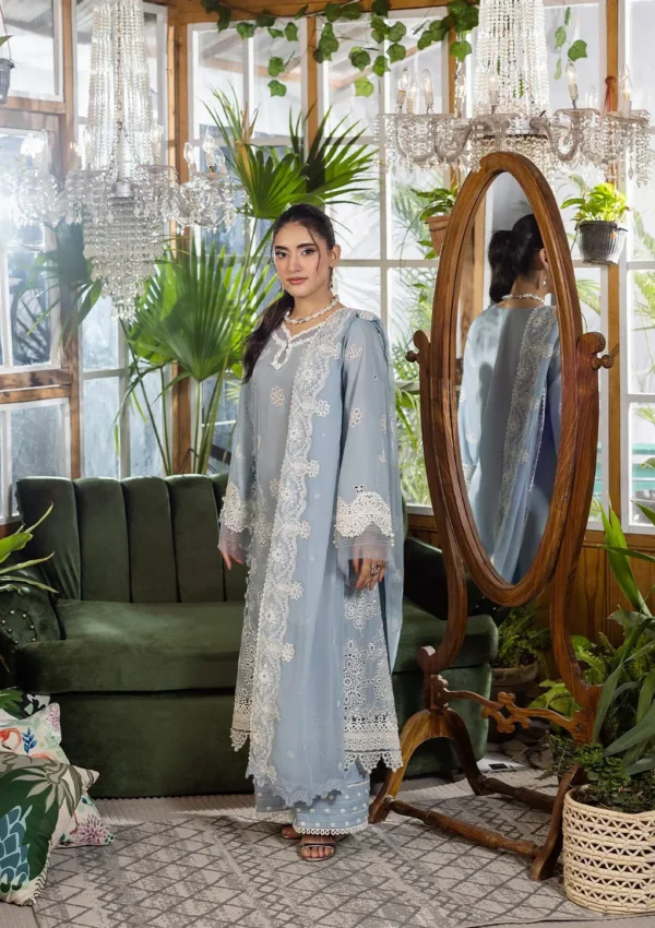Alternative view of Elaf Chikankari  With Chiffon EEC-3B Sky Dream