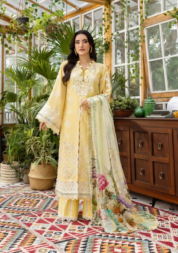Elaf Chikankari With Chiffon EEC-2B Butter Bloom