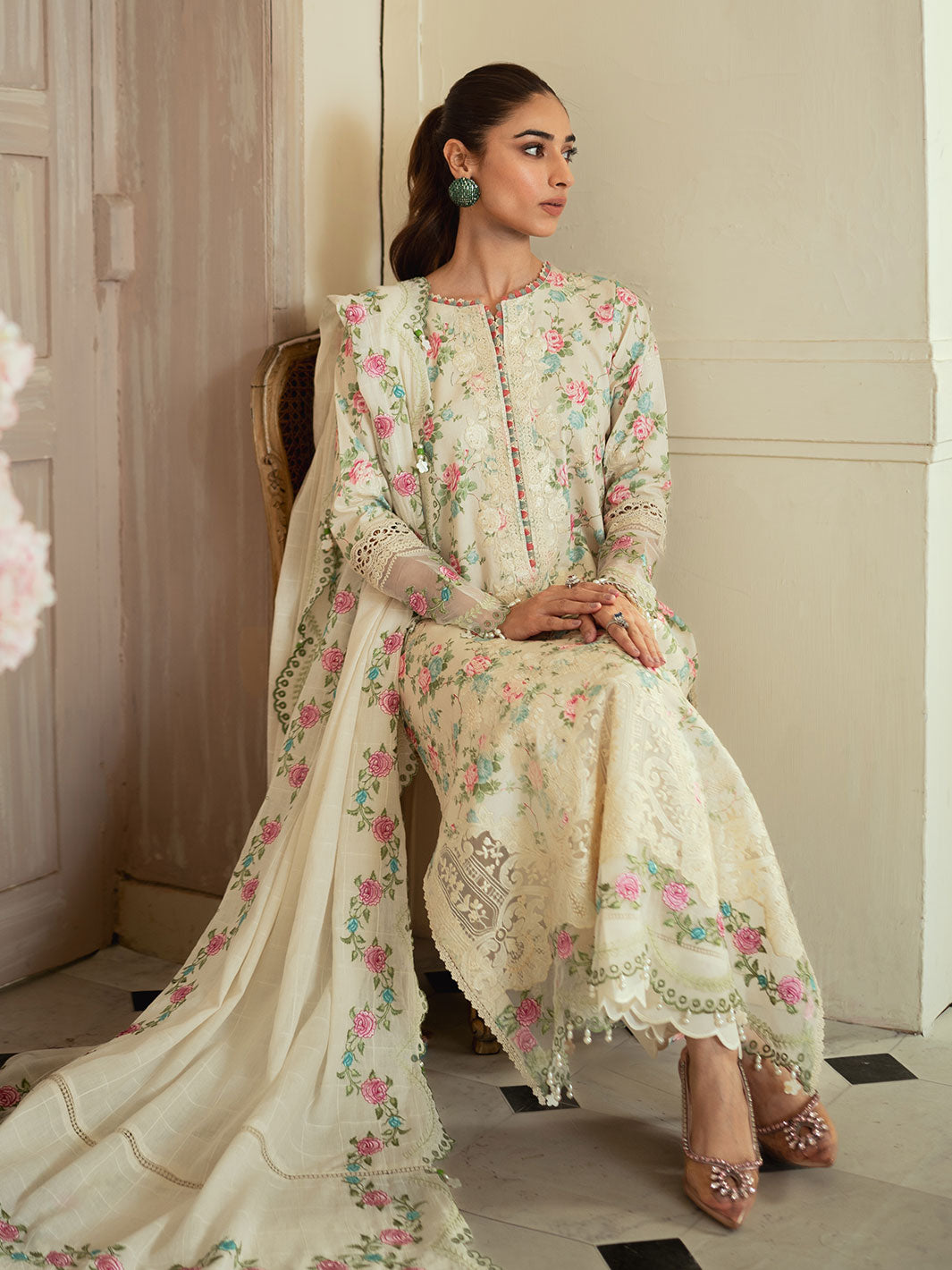 Faiza Faisal Celine Chikankari Eid Collection '24 | SEEMAL - Image 4