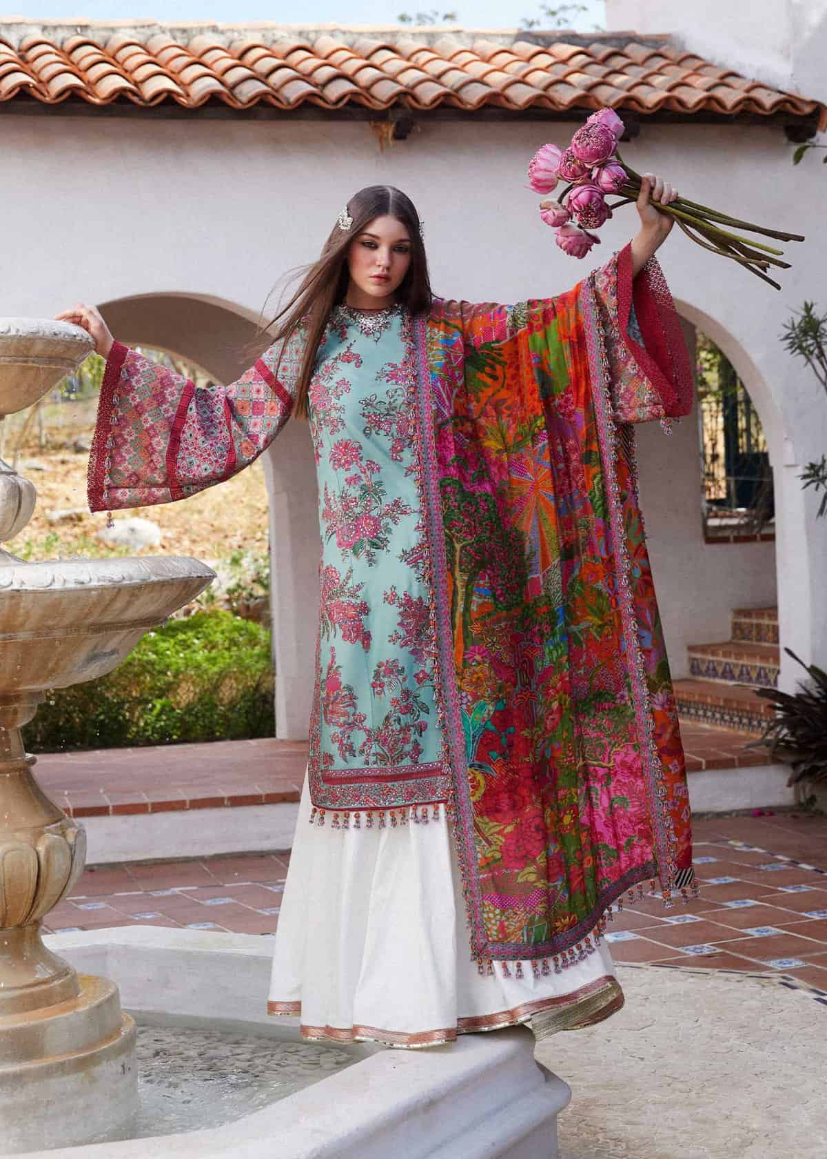 Hussain Rehar Luxury Lawn 2024 | FLORET (SS-5417) - Image 7