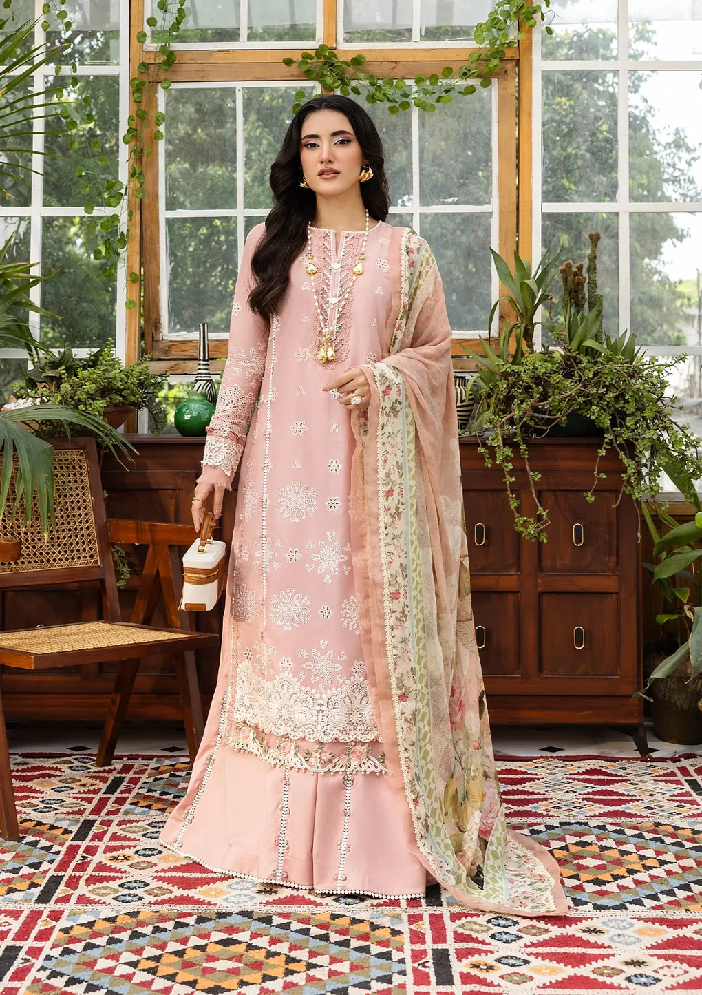 Elaf Chikankari With Chiffon EEC-1A Forever Blush