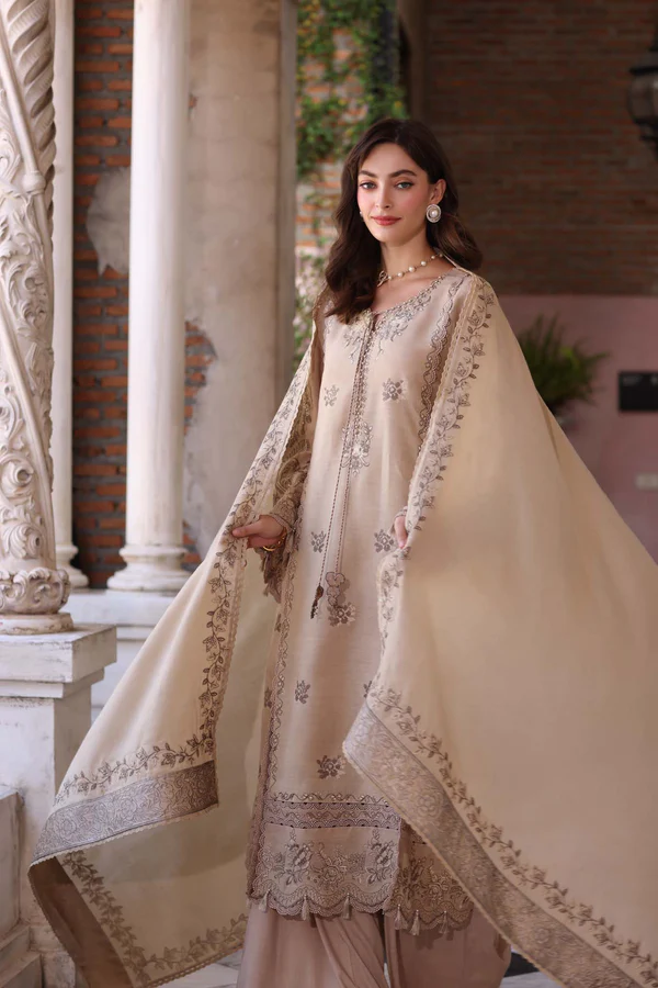 Noor Winter Pashmina Shawls'25 | Saadi Aasad || Caramel Mist - Image 3