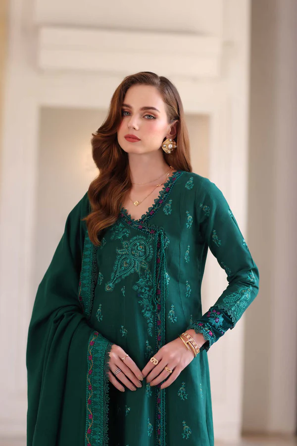 Noor Winter Pashmina Shawls'25 | Saadi Aasad || Emerald Reverie - Image 3