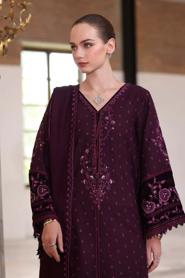 Noor Winter Pashmina Shawls'25 | Saadi Aasad || Damson - Image 4