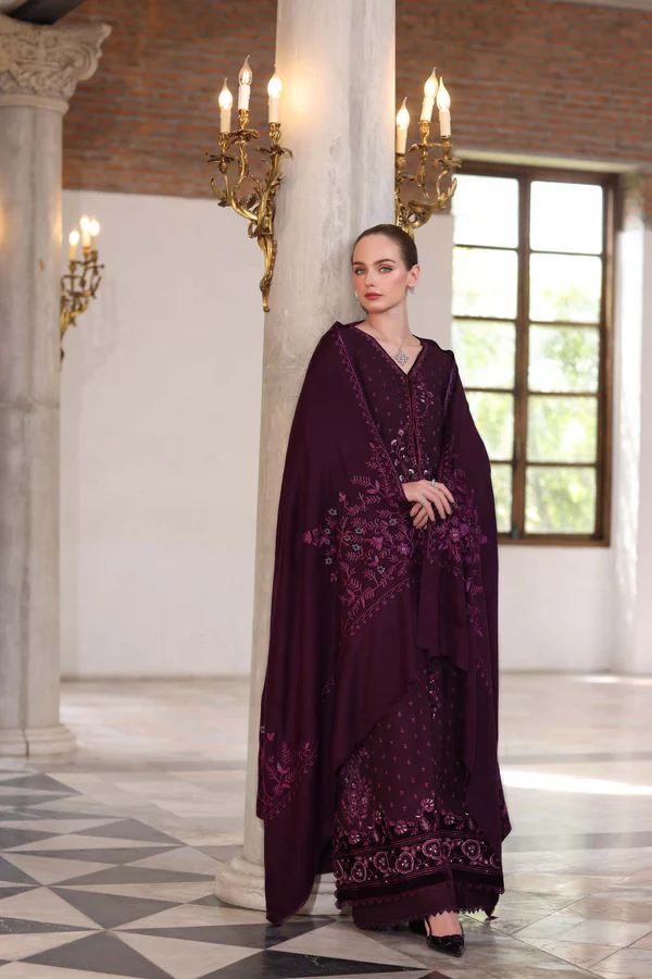 Noor Winter Pashmina Shawls'25 | Saadi Aasad || Damson - Image 5