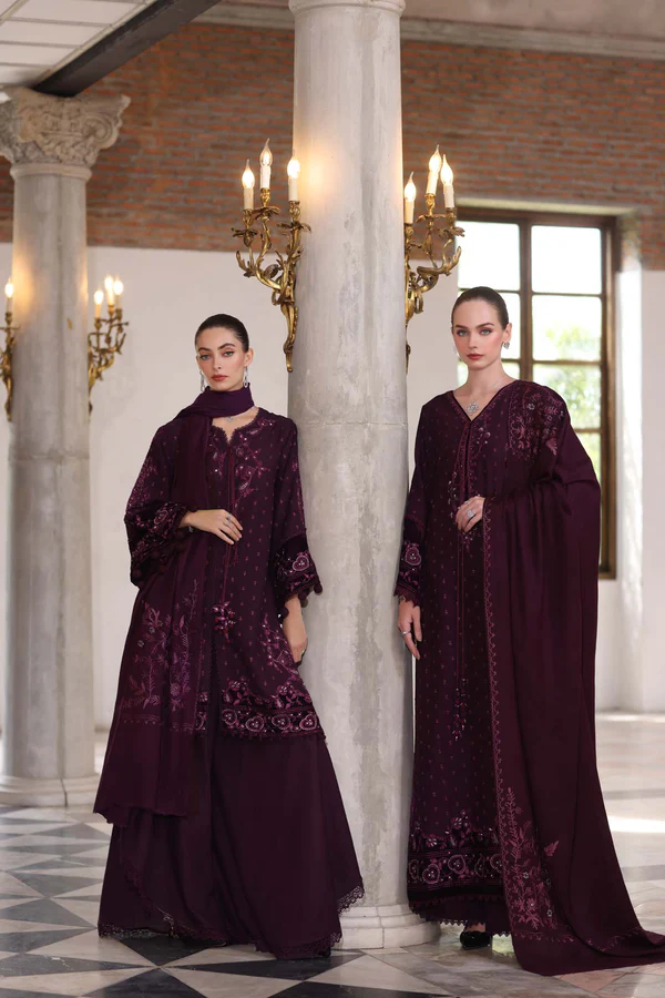 Noor Winter Pashmina Shawls'25 | Saadi Aasad || Damson - Image 3